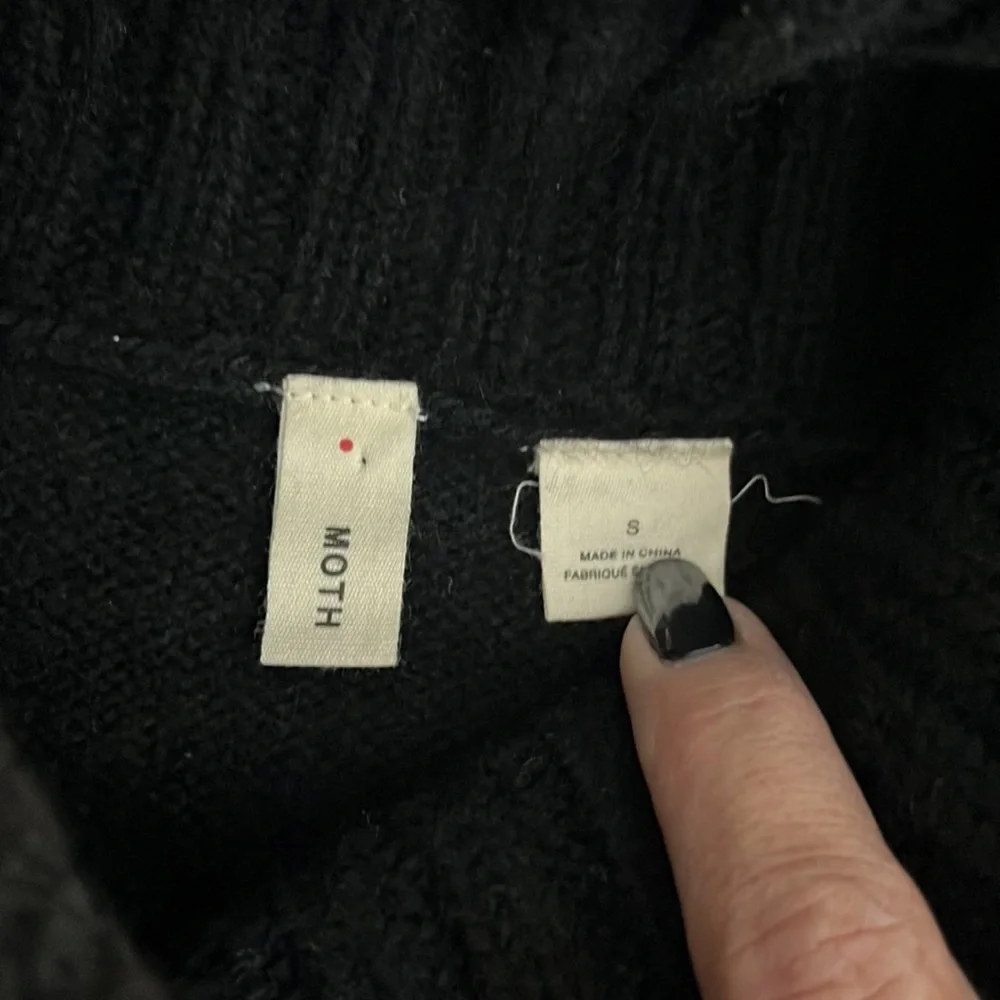 Anthropology Moth black wool blend oversized sweater size S - Picture 11 of 12